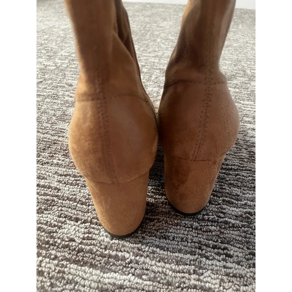 Marc Fisher Luley Tan Faux Suede Over The Knee Block Heel Boots 8M MFLULEY